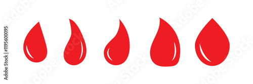 Blood drops icon set on white background, eps10