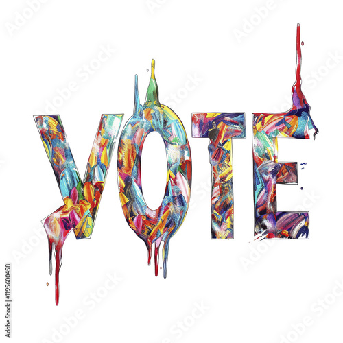 Colorful expression of the word vote for civic engagement photo