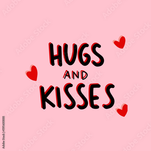 Cuadro en lienzo Hugs and Kisses with heart