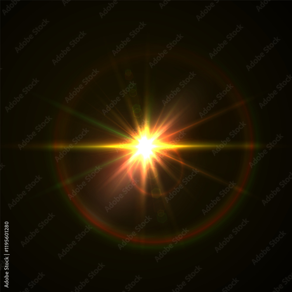 Light flare, shine flash sparkle or star glow ray or beam, realistic vector sunlight. Light glare with blur or bokeh flare effect background, shiny spark or bright starlight with lens flare effect Light flare, shine flash sparkle or star glow ray or beam, realistic vector sunlight. Light glare with blur or bokeh flare effect background, shiny spark or bright starlight with lens flare effect