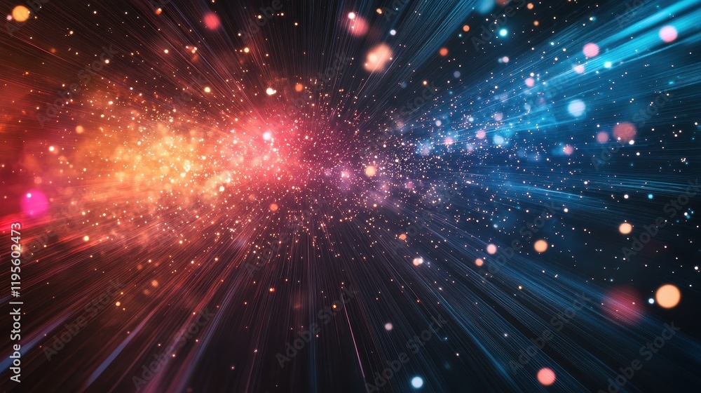 Naklejka premium Colorful Light Rays and Sparkles Creating a Beautiful Abstract Background for Artistic and Creative Projects