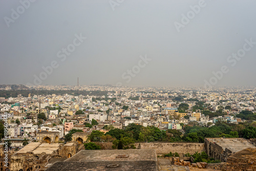Hyderabad, Telangana, Golkonda Fort, India, view of city skyline