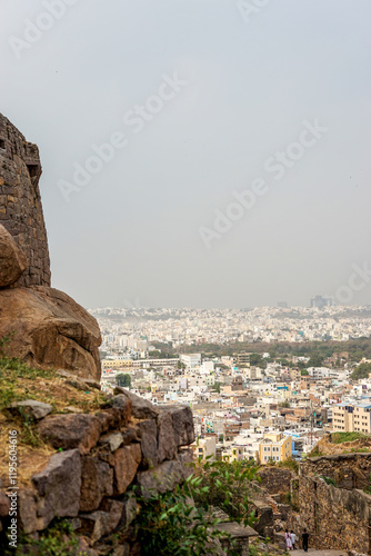 Hyderabad, Telangana, Golkonda Fort, India, view of city skyline