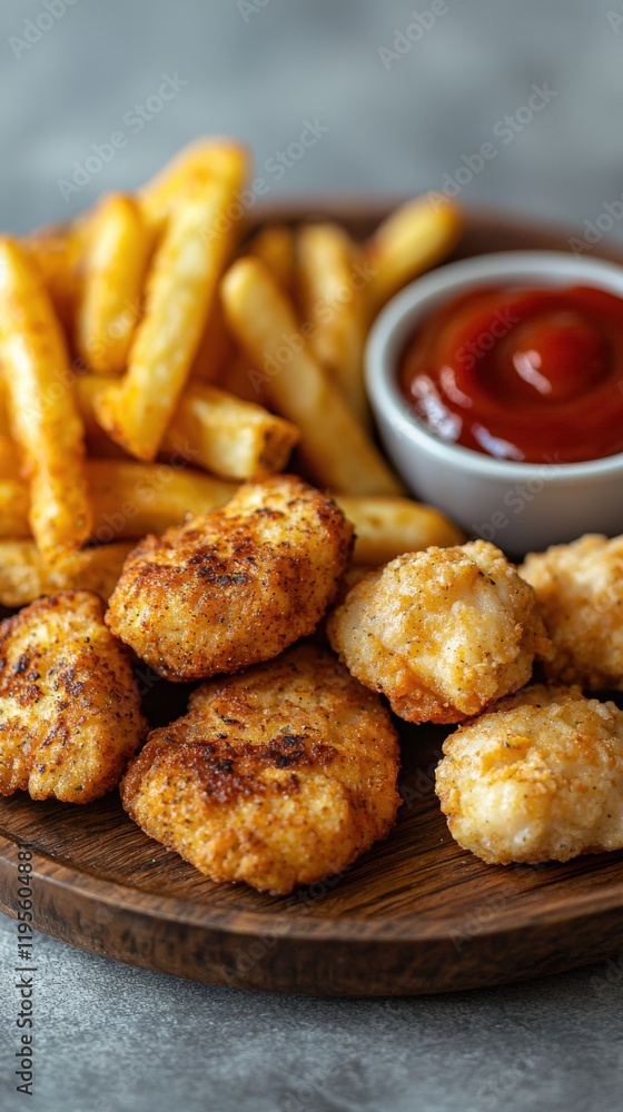 Delicious Fried Chicken Nuggets and Fries Delicious Fried Chicken Nuggets and Fries