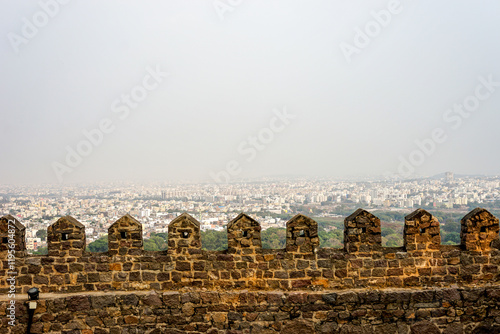 Hyderabad, Telangana, Golkonda Fort, India, view of city skyline