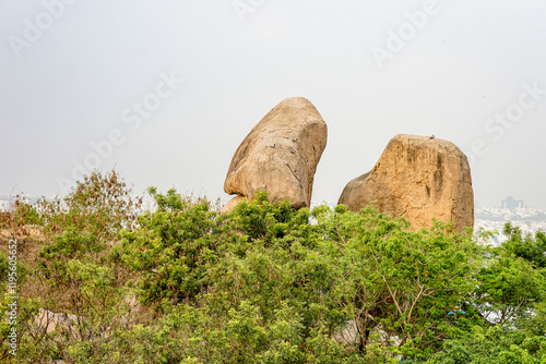 Hyderabad, Telangana, Golkonda Fort, India, ruins among the rocks