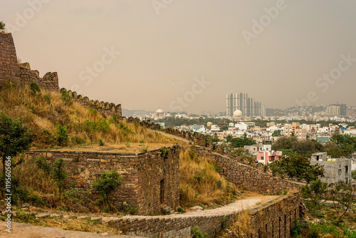 Hyderabad, Telangana, Golkonda Fort, India, view of city skyline