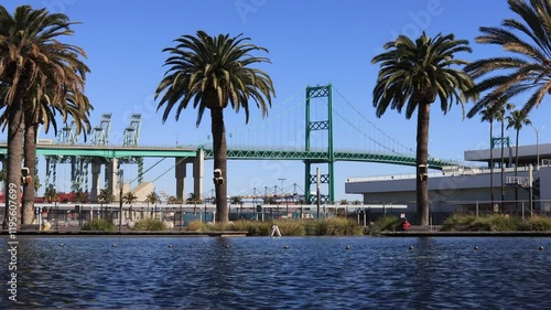 Los Angeles, California, The Vincent Thomas Bridge, crossing Los Angeles Harbor, linking San Pedro with Terminal Island