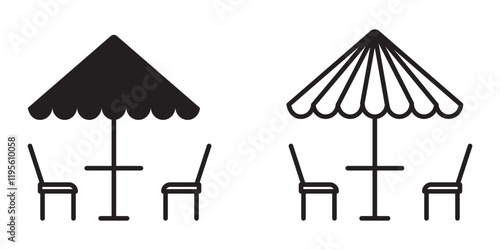 Terrace cafe icon Thin line flat illustration