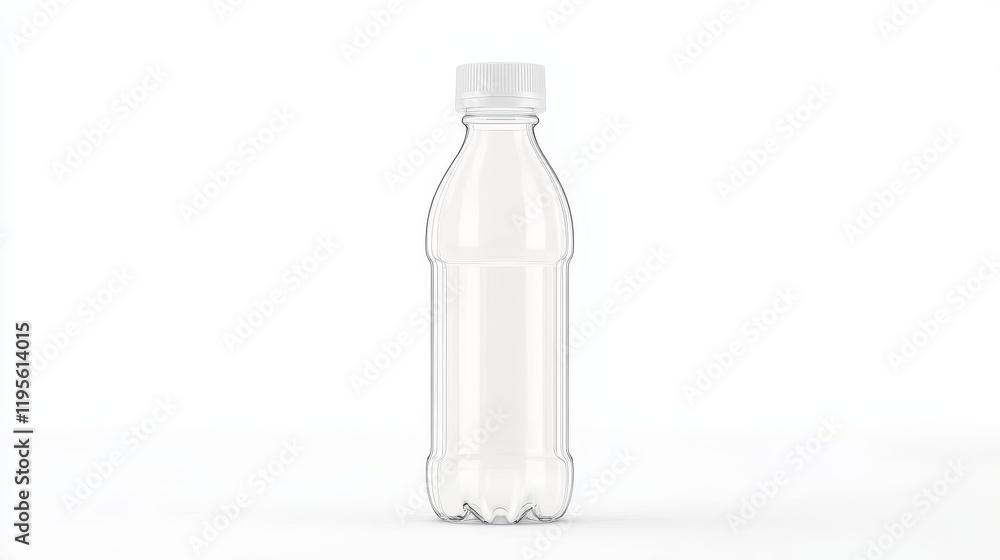Clear Plastic Bottle Mockup - A studio shot of a clear plastic bottle with a white cap, perfect for showcasing your beverage product. Clear Plastic Bottle Mockup - A studio shot of a clear plastic bottle with a white cap, perfect for showcasing your beverage product.