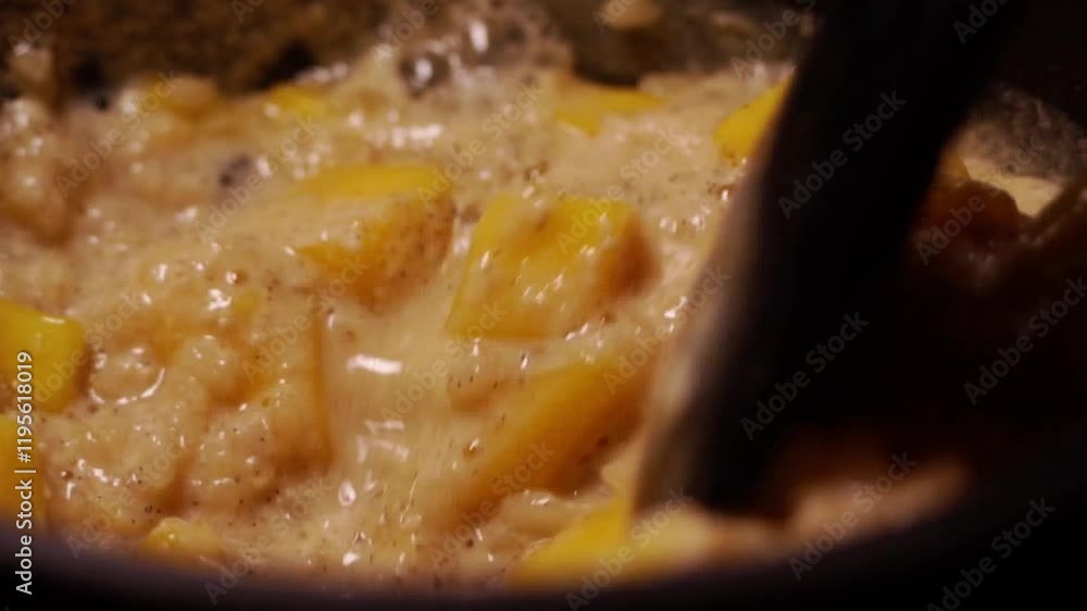 compoté de riz au lait, à la mangue et vanille gousse, cuisine gourmande pour un dessert consistant pour bon vivant compoté de riz au lait, à la mangue et vanille gousse, cuisine gourmande pour un dessert consistant pour bon vivant