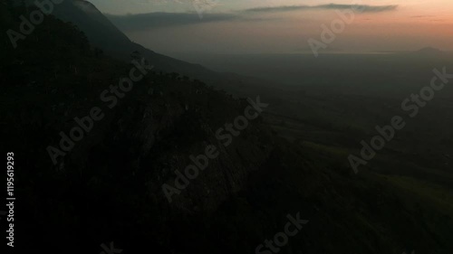 Drone Aerial of Zomba Massif, Malawi at Sunrise