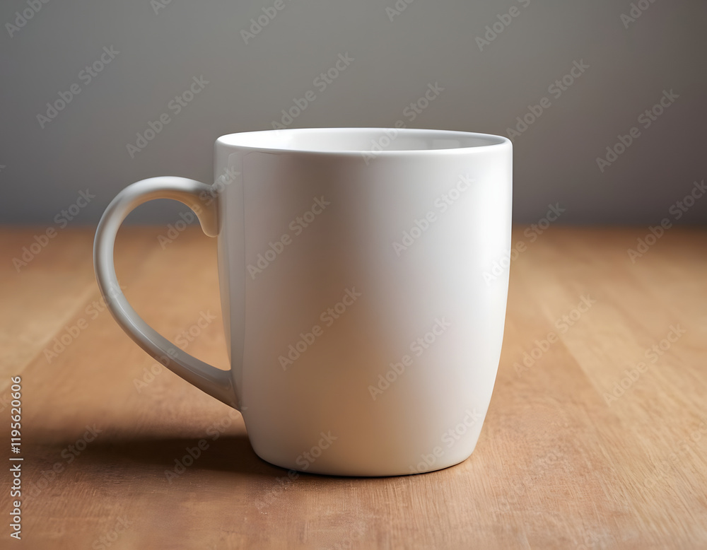 closeup of a ceramic plain white cup on the wooden table, AI-generated closeup of a ceramic plain white cup on the wooden table, AI-generated