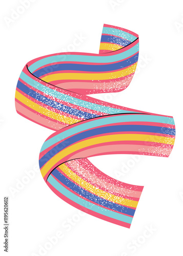 Hand drawn long sweet and sour jelly candy with sugar coating. Isolated on white vector illustration