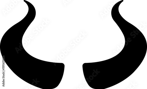 Devil horn icon . Black vector flat demon or satan Halloween carnial elements Mobil app attributes template design symbol isolated on transparent background.
