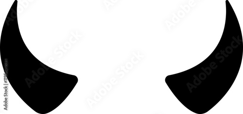 Devil horn icon . Black vector flat demon or satan Halloween carnial elements Mobil app attributes template design symbol isolated on transparent background.