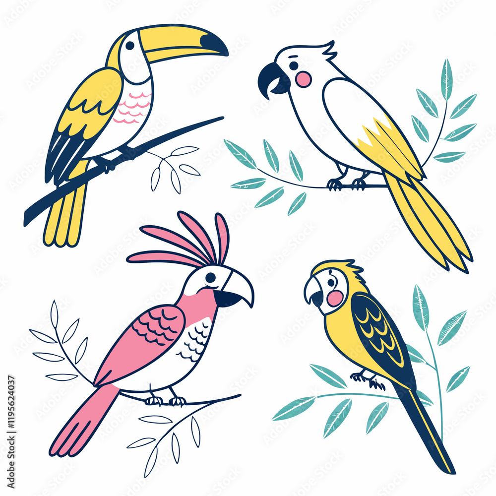 Fototapeta premium create a collection of colorful flat design birds