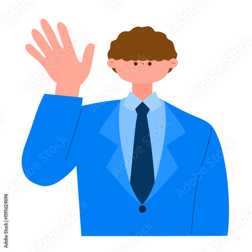 businessman raising hand illustration