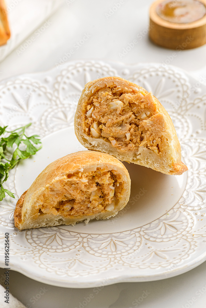 Latin American empanadas with chicken split filling Latin American empanadas with chicken split filling
