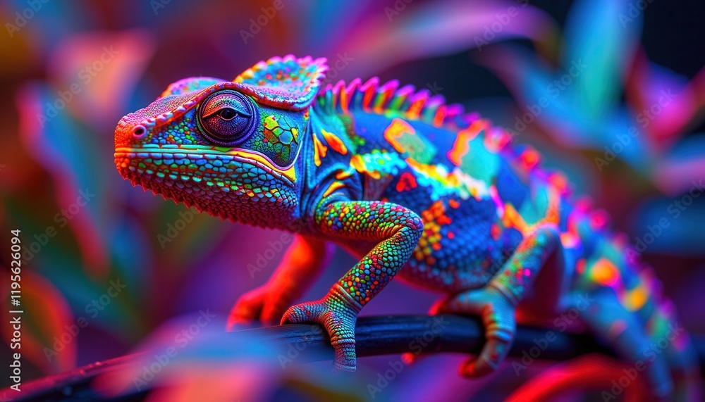 Fototapeta premium Neon Jungle Chameleon