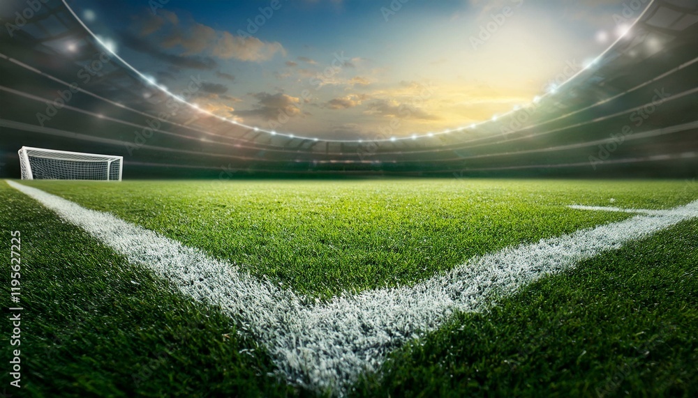 Obraz premium low angle view across a soccer or sports field