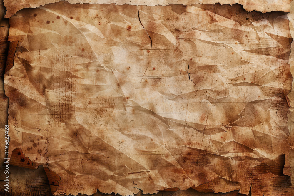 close up horizontal image of an antique worn blank sheet of paper, mockup space close up horizontal image of an antique worn blank sheet of paper, mockup space