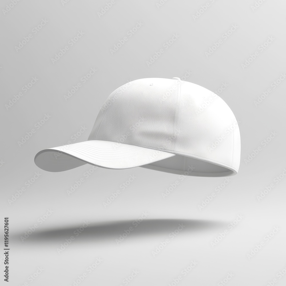 Fototapeta premium White baseball cap mockup, isolated on white background.