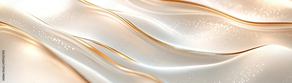 Fototapeta premium This abstract design features a ripple pattern that mimics snow drifts in elegant white and gold hues