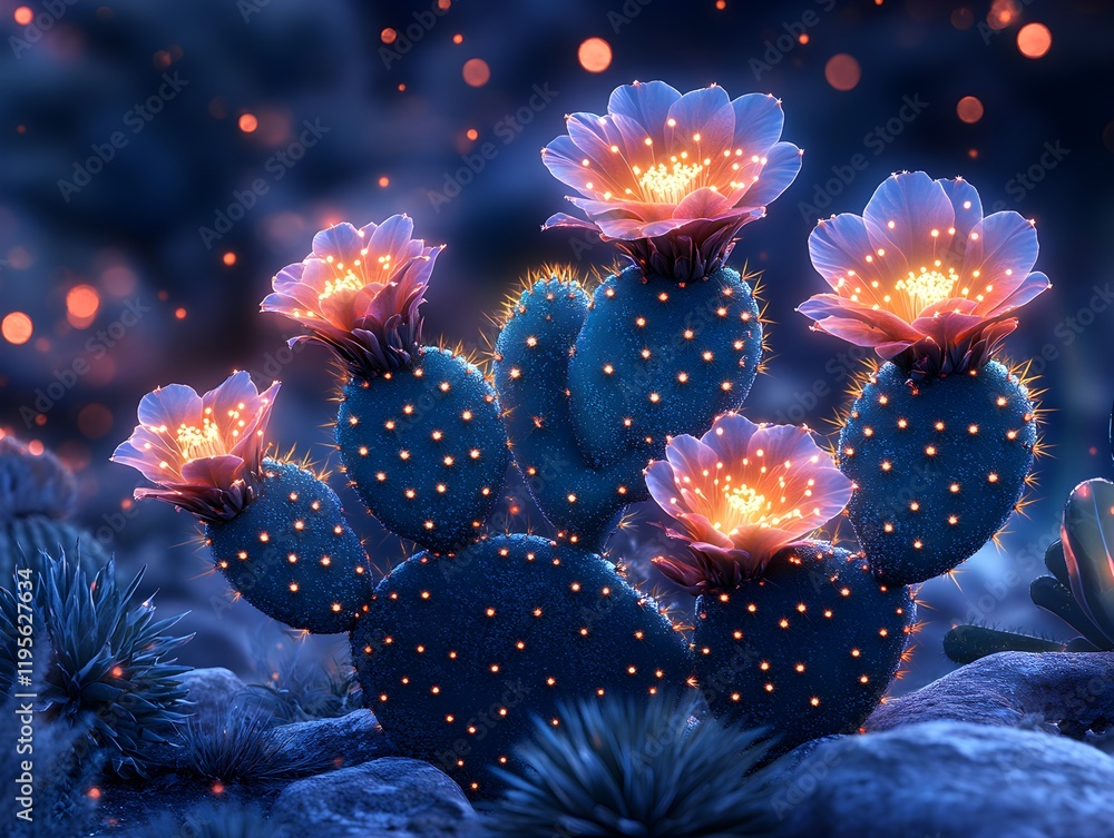 Fototapeta premium Star-Shaped Flower Cactus Illustration - Generative AI