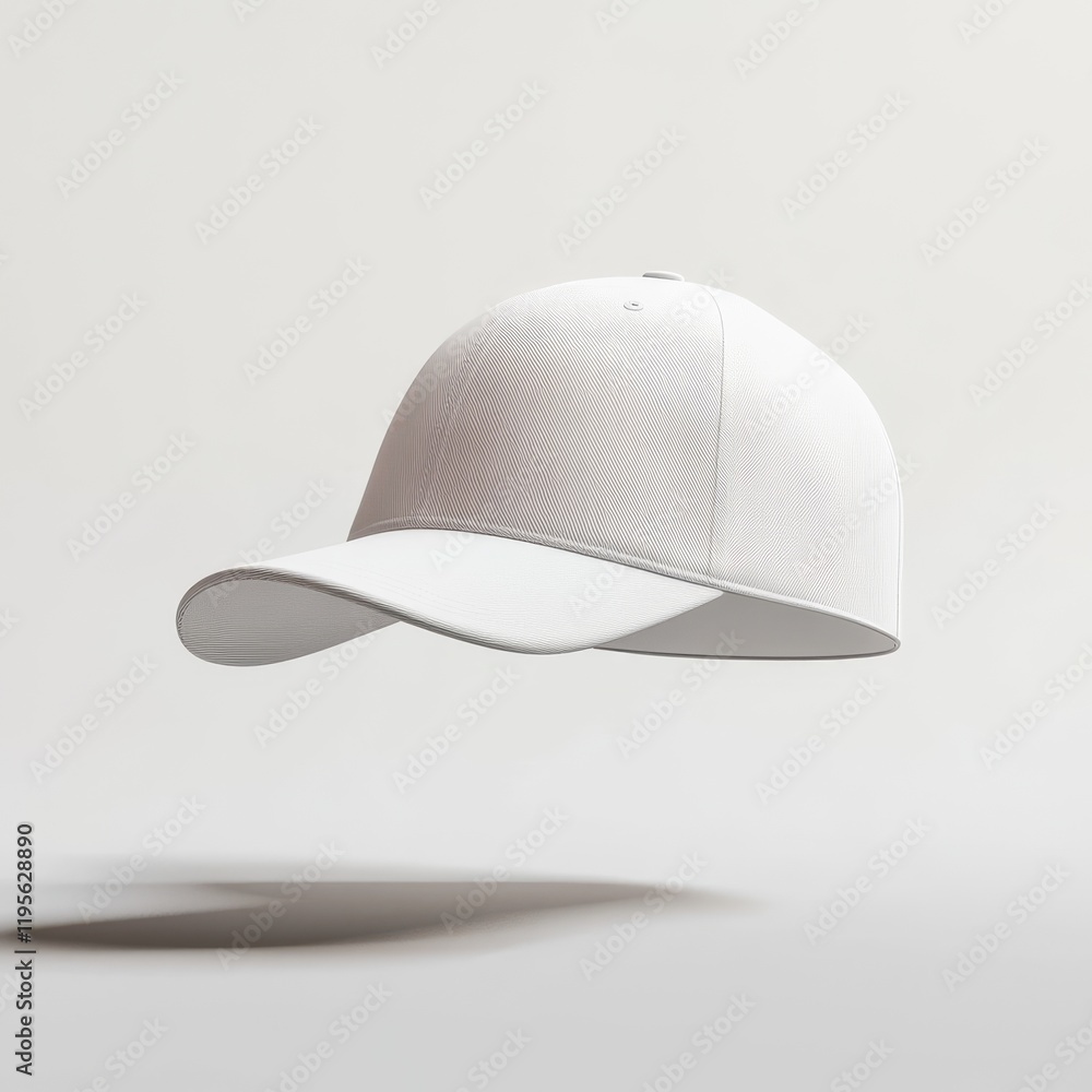 Fototapeta premium White baseball cap mockup, floating on white background. (1)