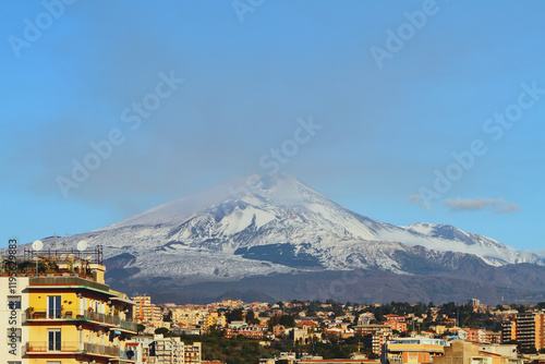 Mount Etna in december. Catania, Sicily, Italy