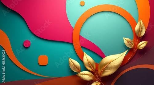  Vibrant Abstract Geometric Design with Metallic Textures