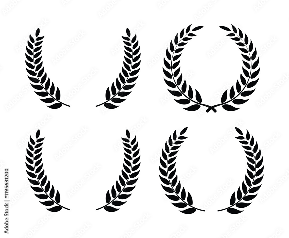 A black color circle with leaves and branch vector of the winner Award A black color circle with leaves and branch vector of the winner Award