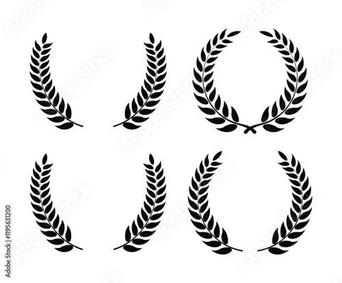 A black color circle with leaves and branch vector of the winner Award