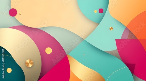 Abstract Geometric Design with Organic Leaf Element