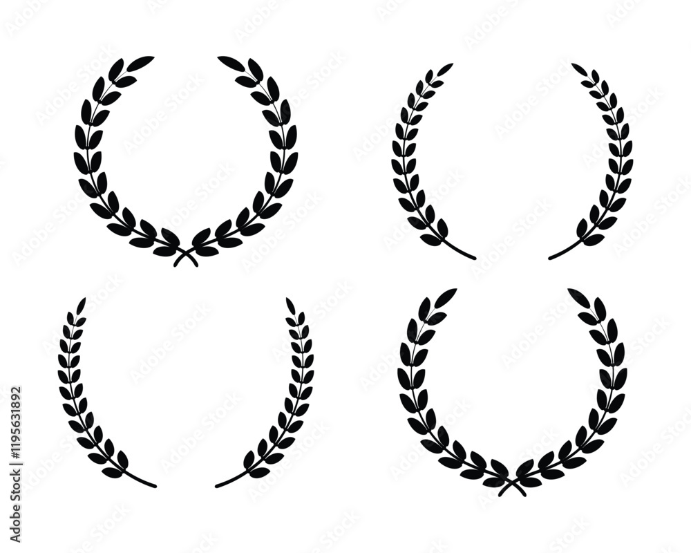 A black color circle with leaves and branch vector of the winner Award A black color circle with leaves and branch vector of the winner Award
