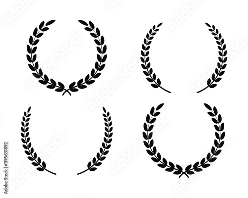 A black color circle with leaves and branch vector of the winner Award