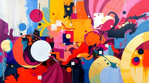 Bold Acrylic Abstract Geometric Painting