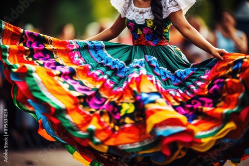 Folklore Fiesta: Beautiful Mexican Dancing in Traditional Colorful Skirts and Dresses