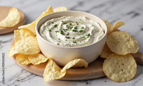 French Onion Dip with Potato Chips