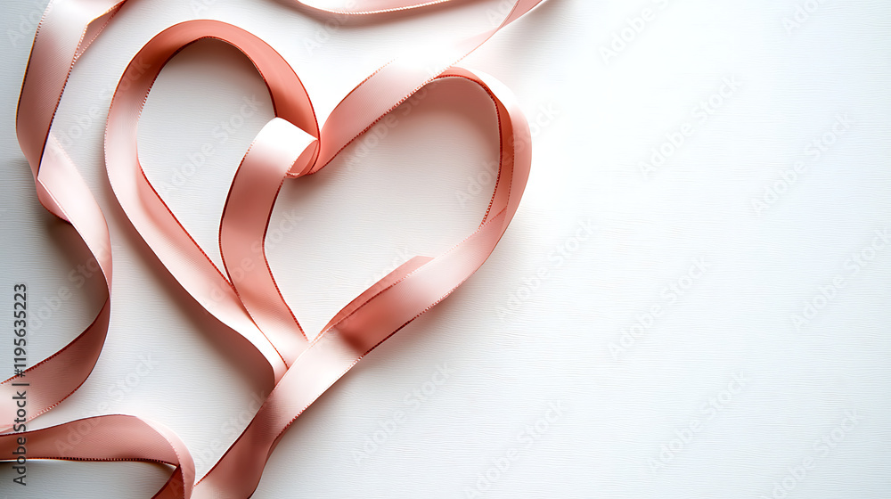 A heart made of ribbon is on a white background. generated by AI A heart made of ribbon is on a white background. generated by AI
