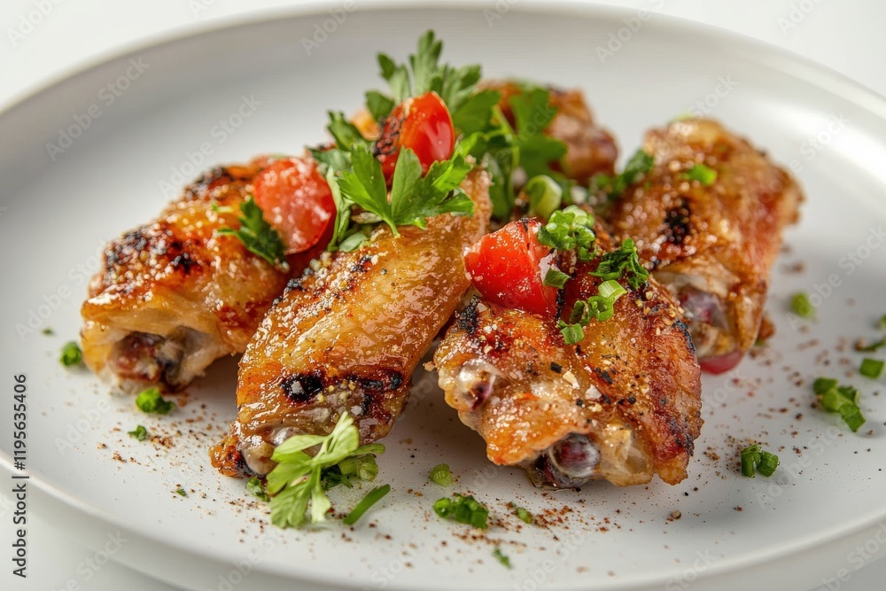 Grilled Chicken Wings with Herbs and Tomatoes Grilled Chicken Wings with Herbs and Tomatoes