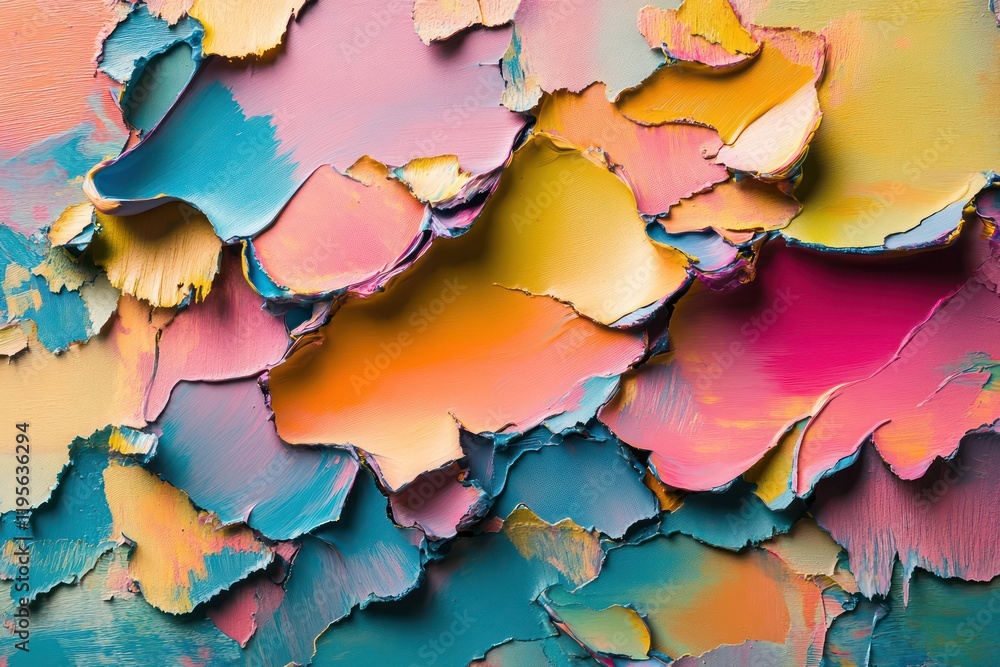 A painted surface with peeling layers exposing contrasting vibrant colors beneath A painted surface with peeling layers exposing contrasting vibrant colors beneath
