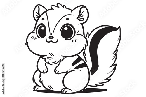 Cute cartoon chipmunk outline  photo