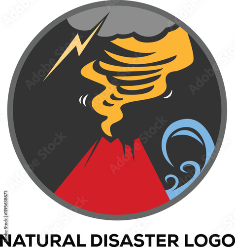 Natural Disasters Minimalist Illustration logo concept