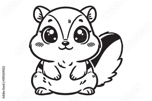 Cute cartoon chipmunk outline 