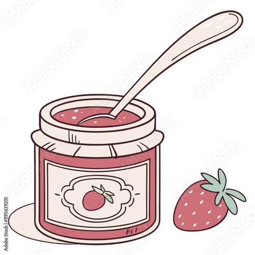 Stylish vector of a jar of jam with a spoon