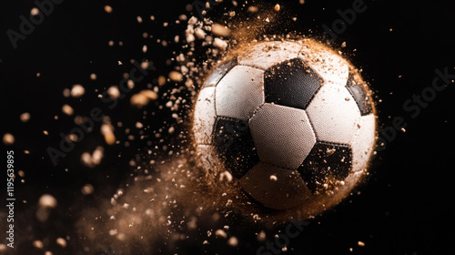 Football Soaring Through the Air With a Cloud of Dust in an Outdoor Setting