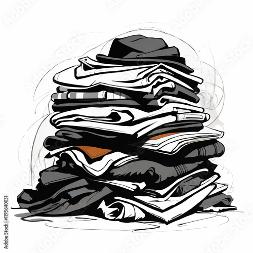 pile of clothes, shirts, pants isolated vector illustration