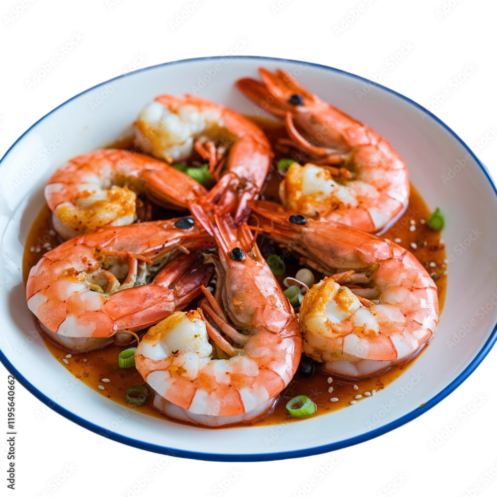 Red cooked prawn or tiger shrimp isolated on Transparent background Red cooked prawn or tiger shrimp isolated on Transparent background